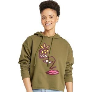 NWT Pride adult Blu face hoodie-Olive green